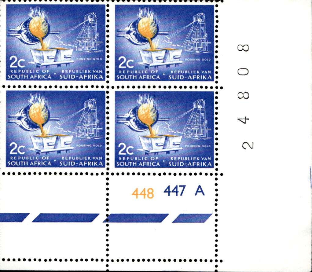 RSA 1972/03 Definitive Issue 2c Cyl. No 448 447A Wmk RSA