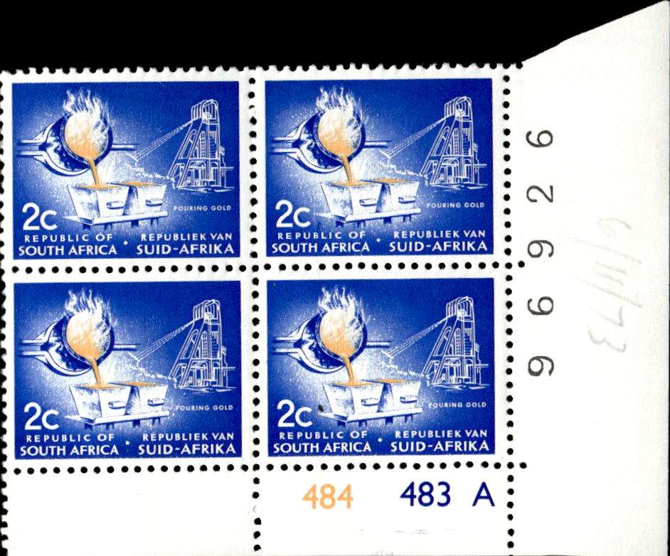 RSA 1972/11 Definitive Issue 2c Cyl. No 484 483A No Wmk