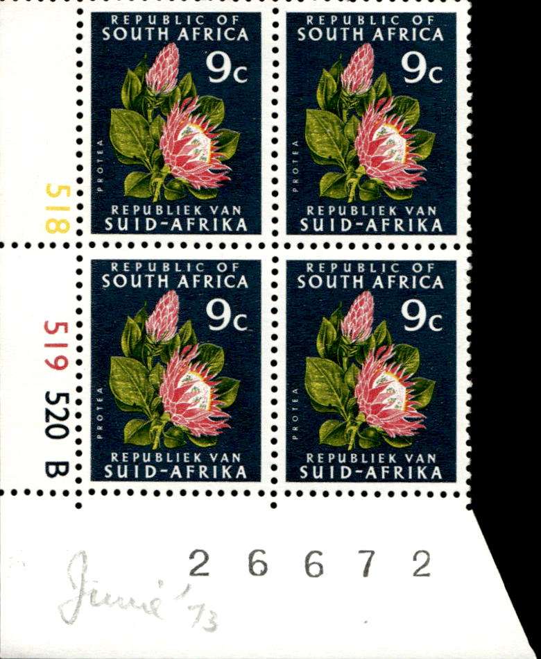 RSA 1973/06 Definitive issue 9c Cyl No 518 519 520B