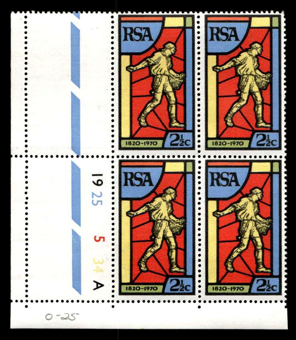 RSA 1970/08/24 150th Anniversary of Bible Society 2½c Cyl No 19 25 5 34A