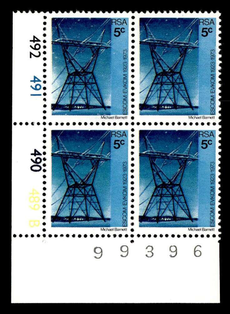 RSA 1973/02/01 50th Anniversary of ESCOM 5c Cyl No 492 491 490 489B