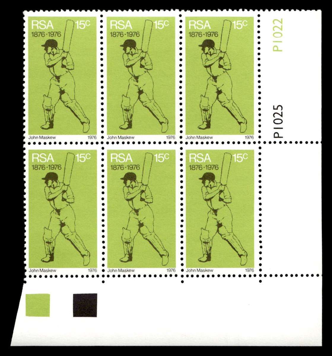 RSA 1976/02/18 World Bowls Championships 15c Cricket Control Blocks