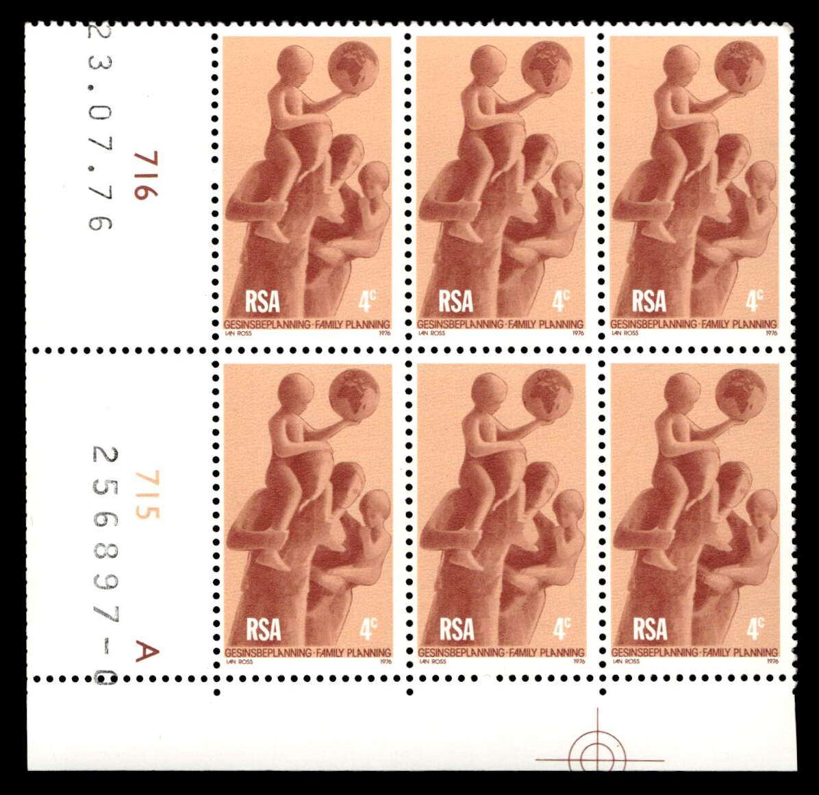 RSA 1976/07/23 Family Planning 4c Cyl No 716 715A