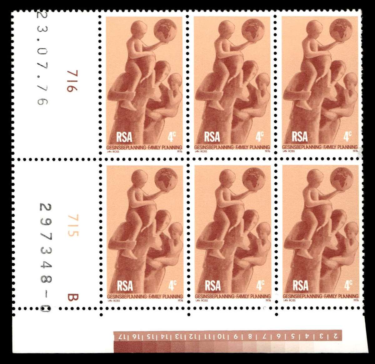 RSA 1976/07/23 Family Planning 4c Cyl No 716 715B