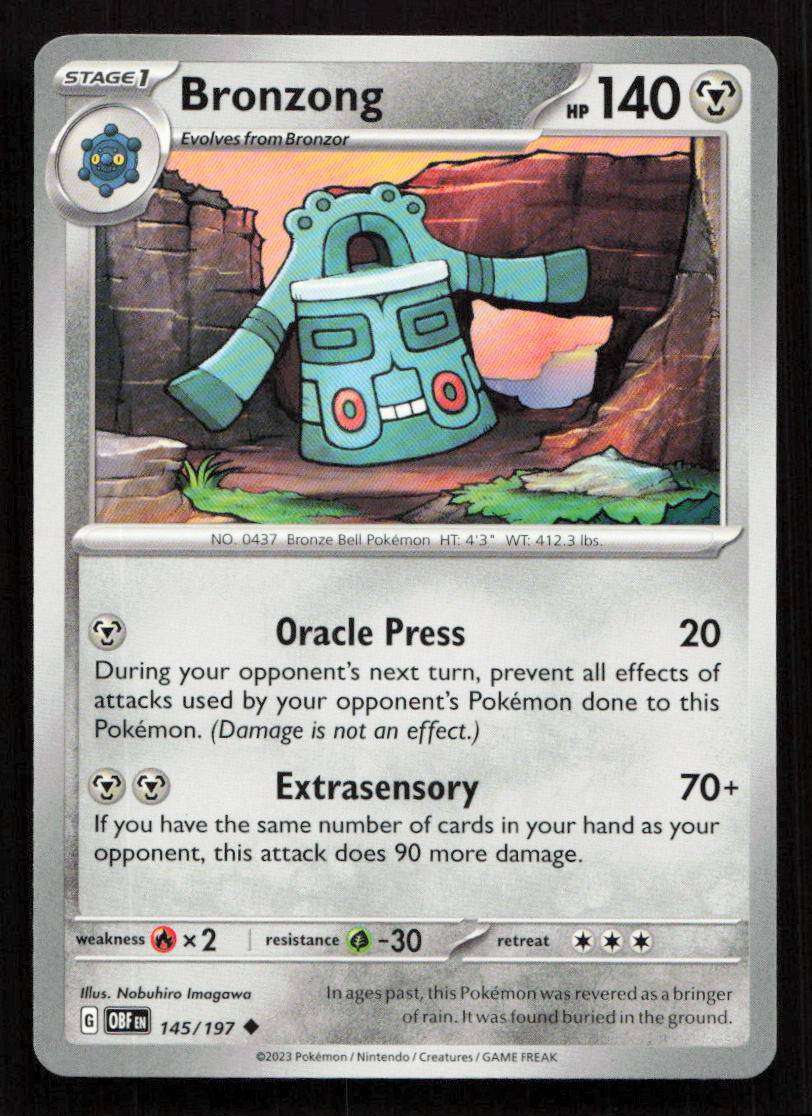 2023 Pokemon SV03: OBF Obsidian Flames 145/197 Bronzong *Uncommon