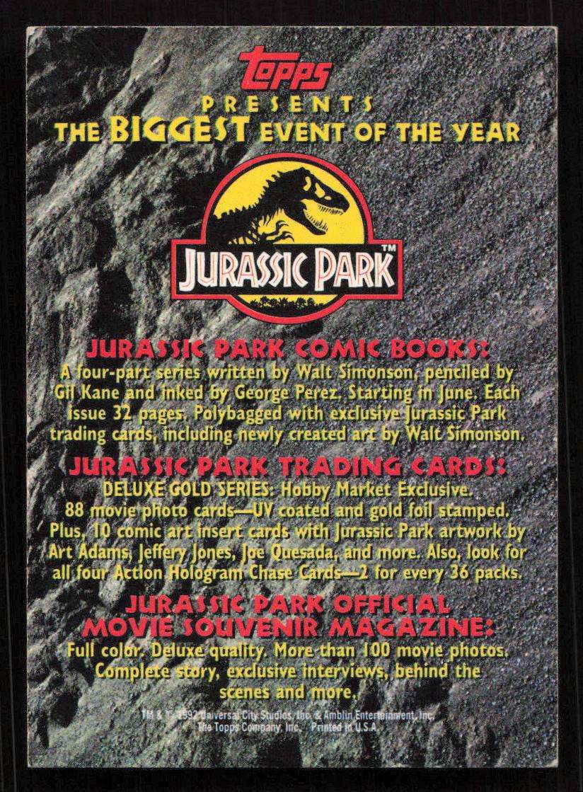 1992 Topps Jurassic Park - Tyrannosaurus Rex