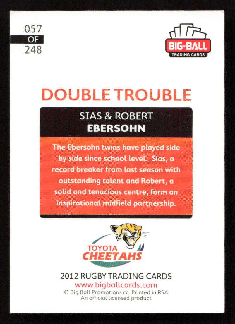 Big Ball 2012 Rugby Trading Card Card 057/248 Sias & Robert Ebersohn
