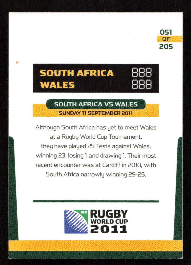 Rugby World Cup 2011 - Card 051/205 - South Africa VS Wales