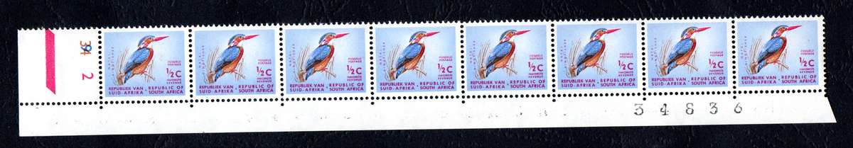 RSA 1961/05 Definitive issue ½c Cyl. No 34 9 2 *8 Stamps