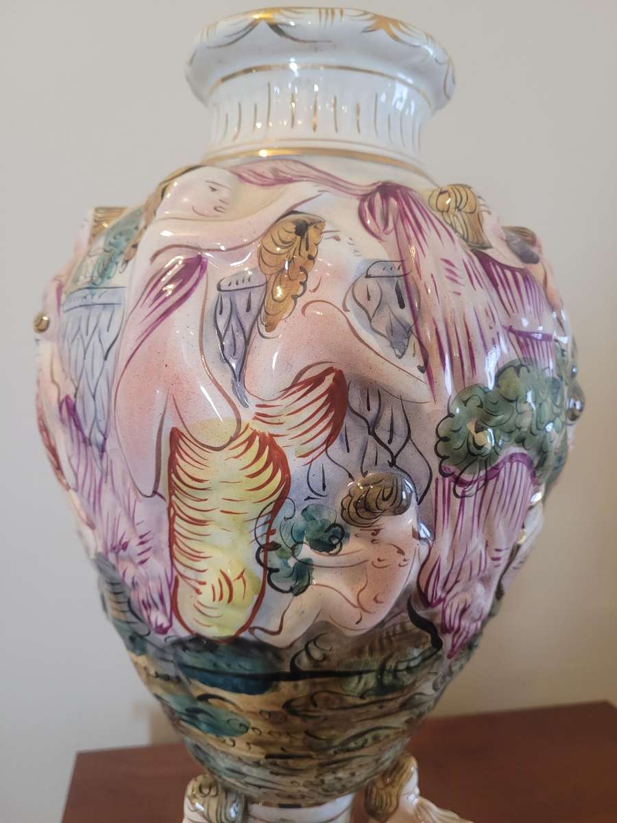 ITALIAN VERY ORNATE 3D CAMPODIMONTE FLOWER VASE-NUMBERED