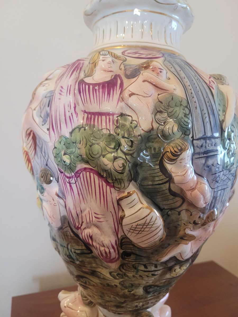 ITALIAN VERY ORNATE 3D CAMPODIMONTE FLOWER VASE-NUMBERED