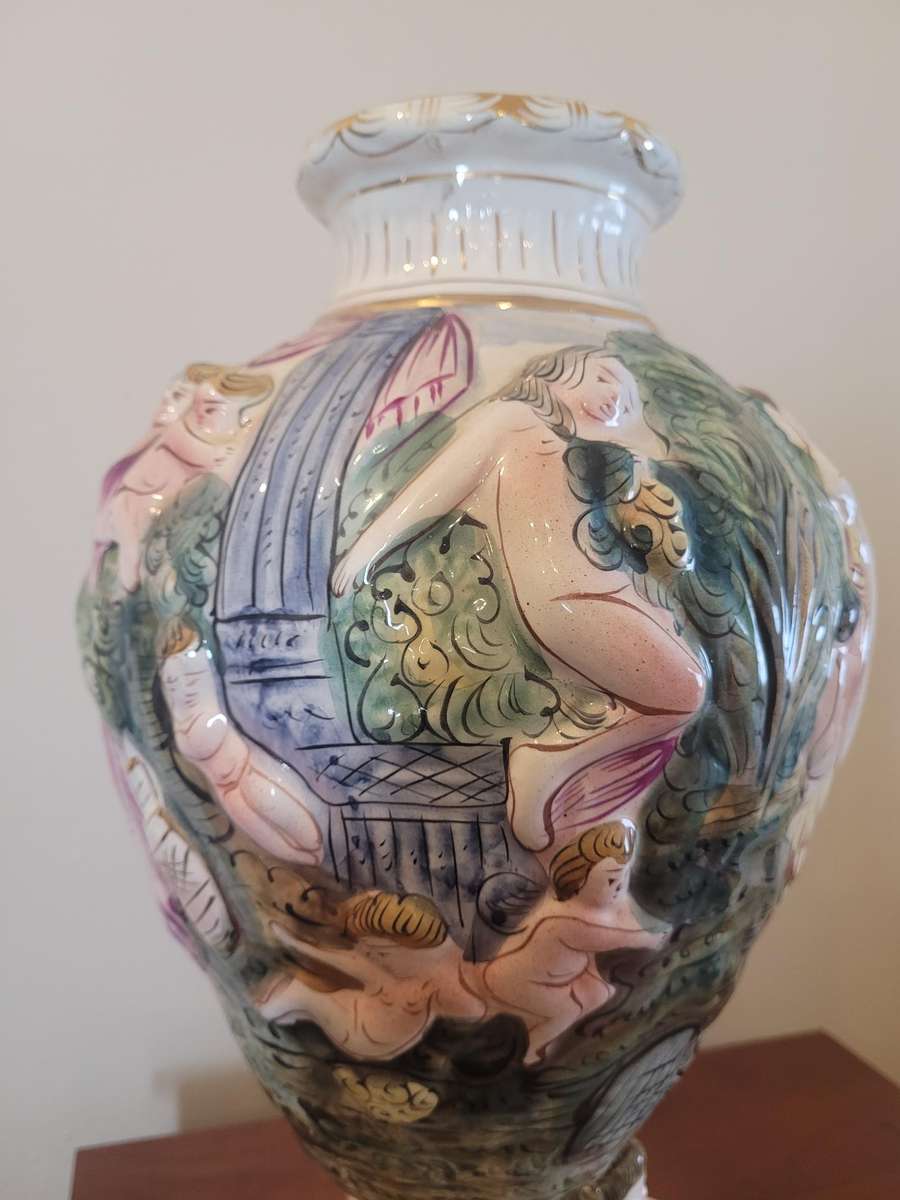ITALIAN VERY ORNATE 3D CAMPODIMONTE FLOWER VASE-NUMBERED