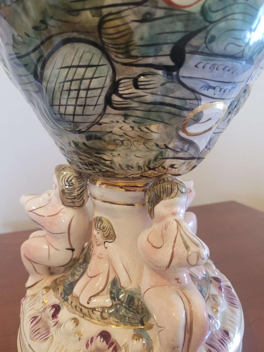 ITALIAN VERY ORNATE 3D CAMPODIMONTE FLOWER VASE-NUMBERED
