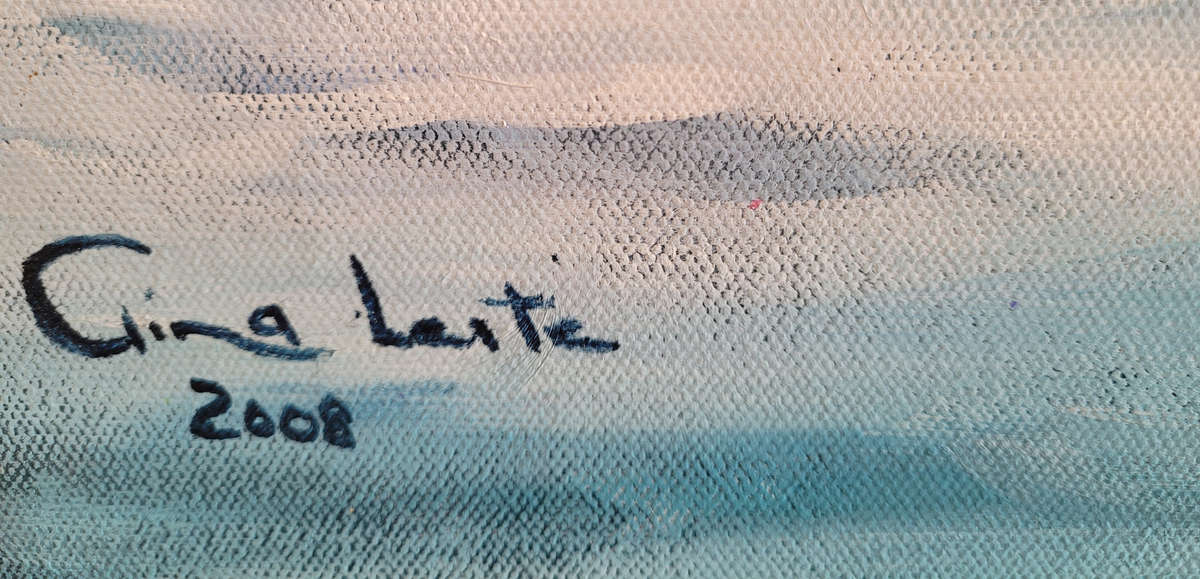 LARGE, ORNATELY FRAMED AND BEAUTIFUL GINA LEITE, SIGNED SEASCAPE