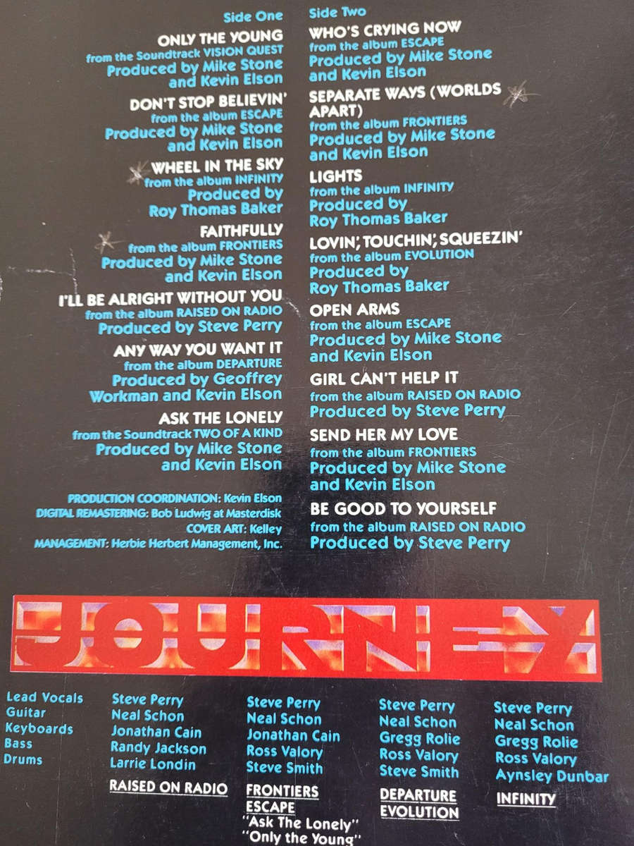 JOURNEY GREATEST HITS. ICONIC VINYL ALBUM. WORK OF ART COVER. VERY GOOD.