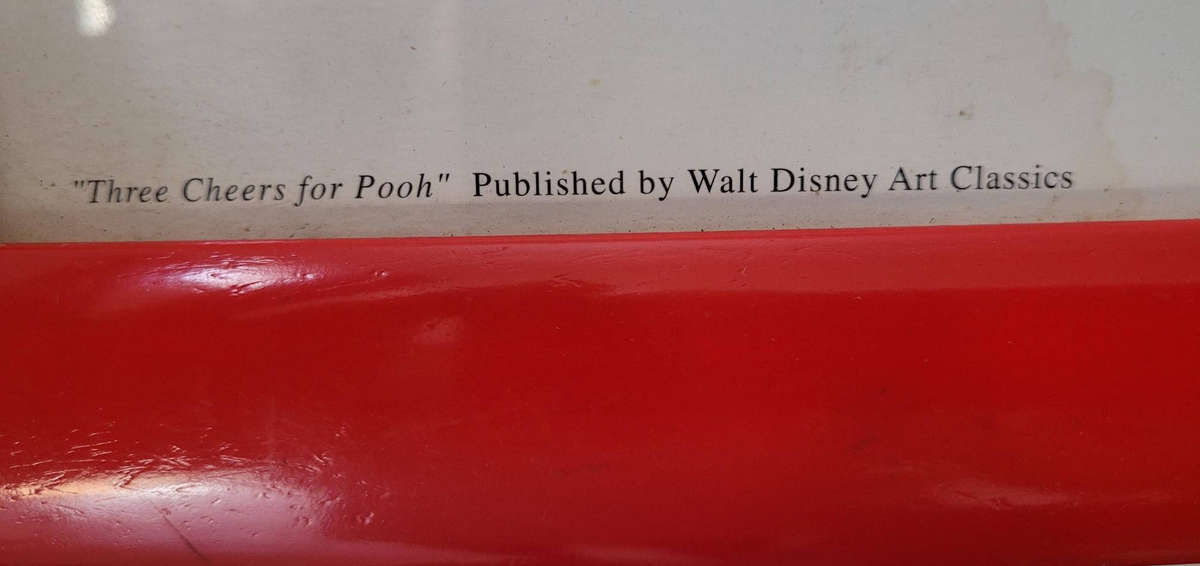 THREE CHEERS FOR POOH-AN ORIGINAL DISNEY FRAMED POSTER.