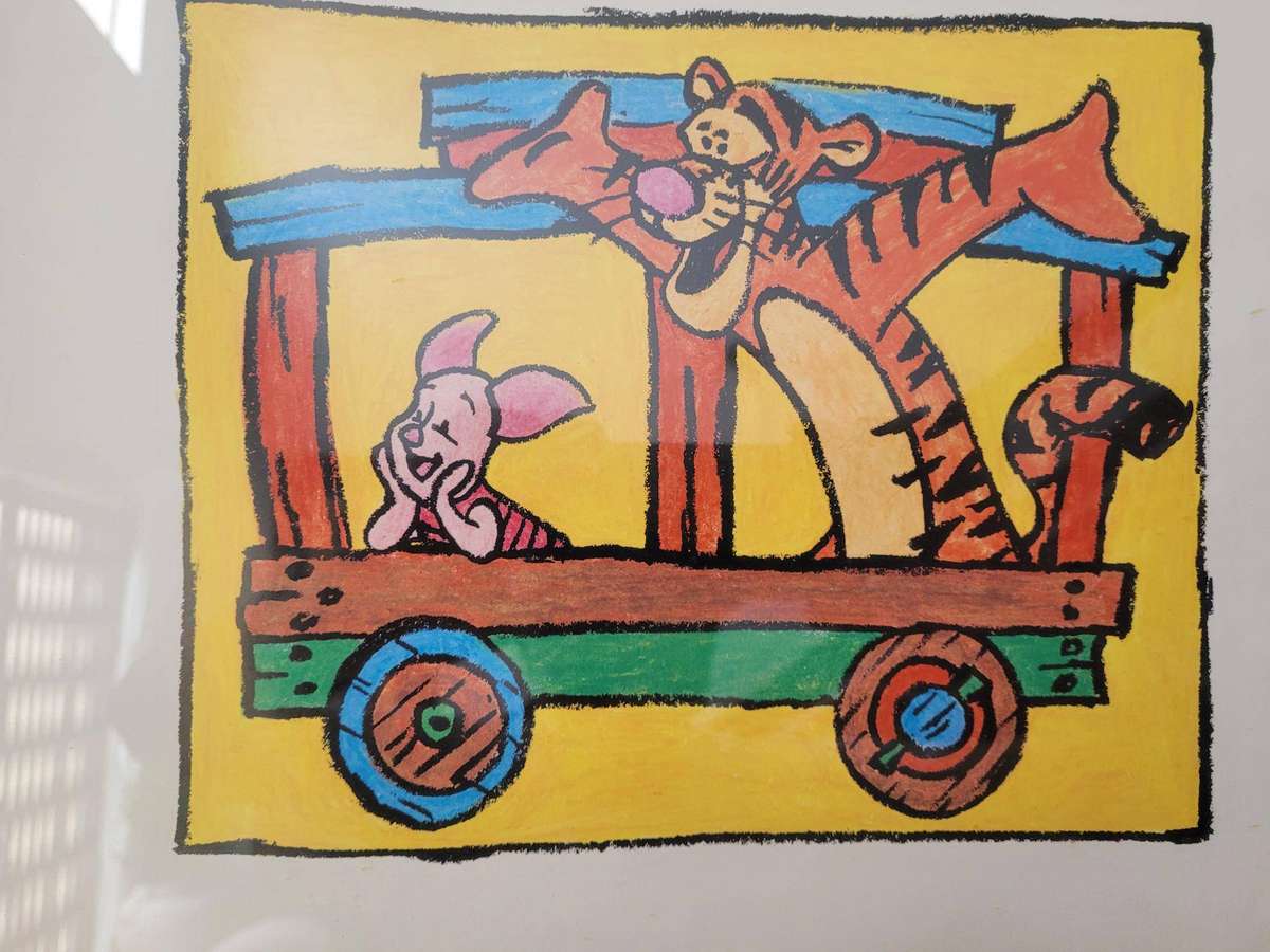 THREE CHEERS FOR POOH-AN ORIGINAL DISNEY FRAMED POSTER.