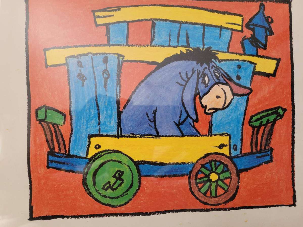 THREE CHEERS FOR POOH-AN ORIGINAL DISNEY FRAMED POSTER.