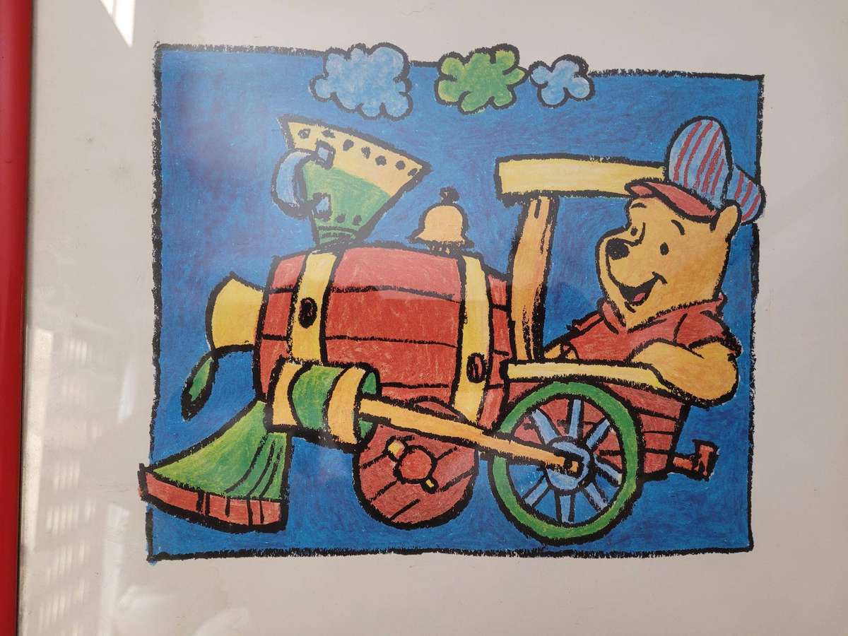 THREE CHEERS FOR POOH-AN ORIGINAL DISNEY FRAMED POSTER.