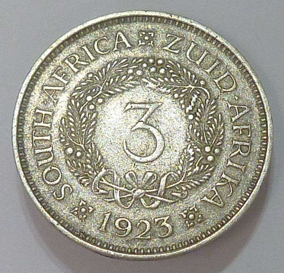 1923 Union SA 3 Pence - KM# A15 - Mintage 302,000