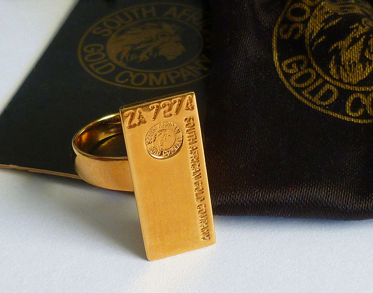 South African Gold Company `Gold Bullion Collection` 24K Gold Bar Ring