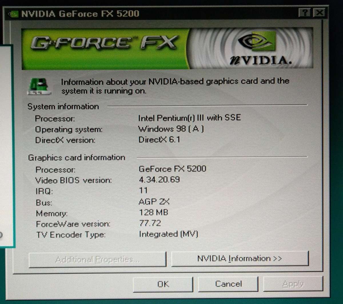 Gigabyte GA-6VX7B-4X Pentium III 1Ghz 256mb nVidia FX5200