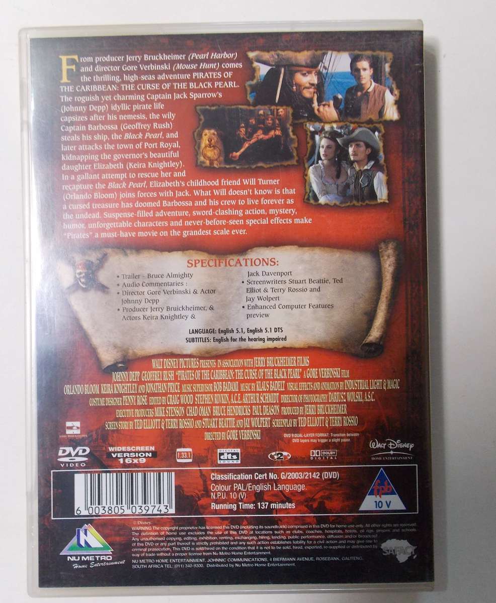 Pirates of the Caribbean Curse of the Black Pearl DVD
