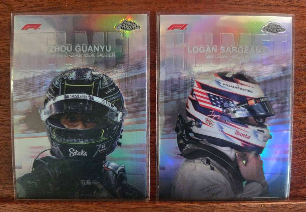 F1 Helmet Collection 2024 Trading Card Lot (2 Cards) - Zhou, Sargeant