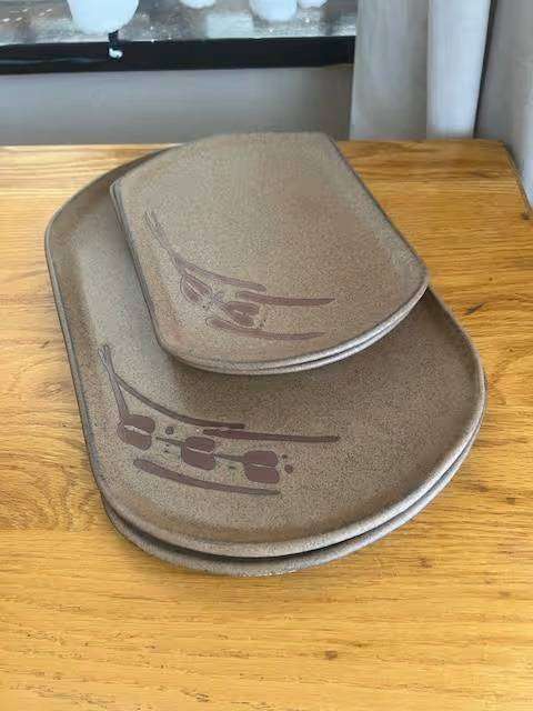 Set of 5 oval Argilla Pottery serving platters