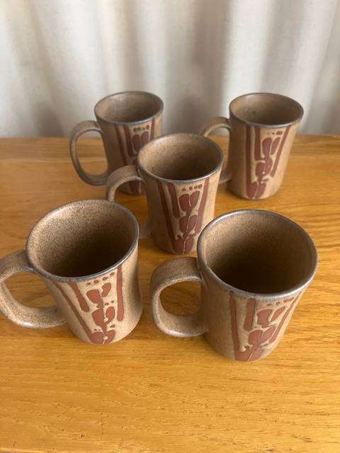 Set of 5 Argilla Pottery coffee mugs