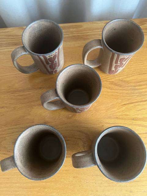 Set of 5 Argilla Pottery coffee mugs