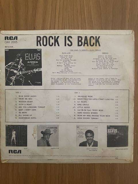 Record: Elvis Presley. Rock is back. 1968