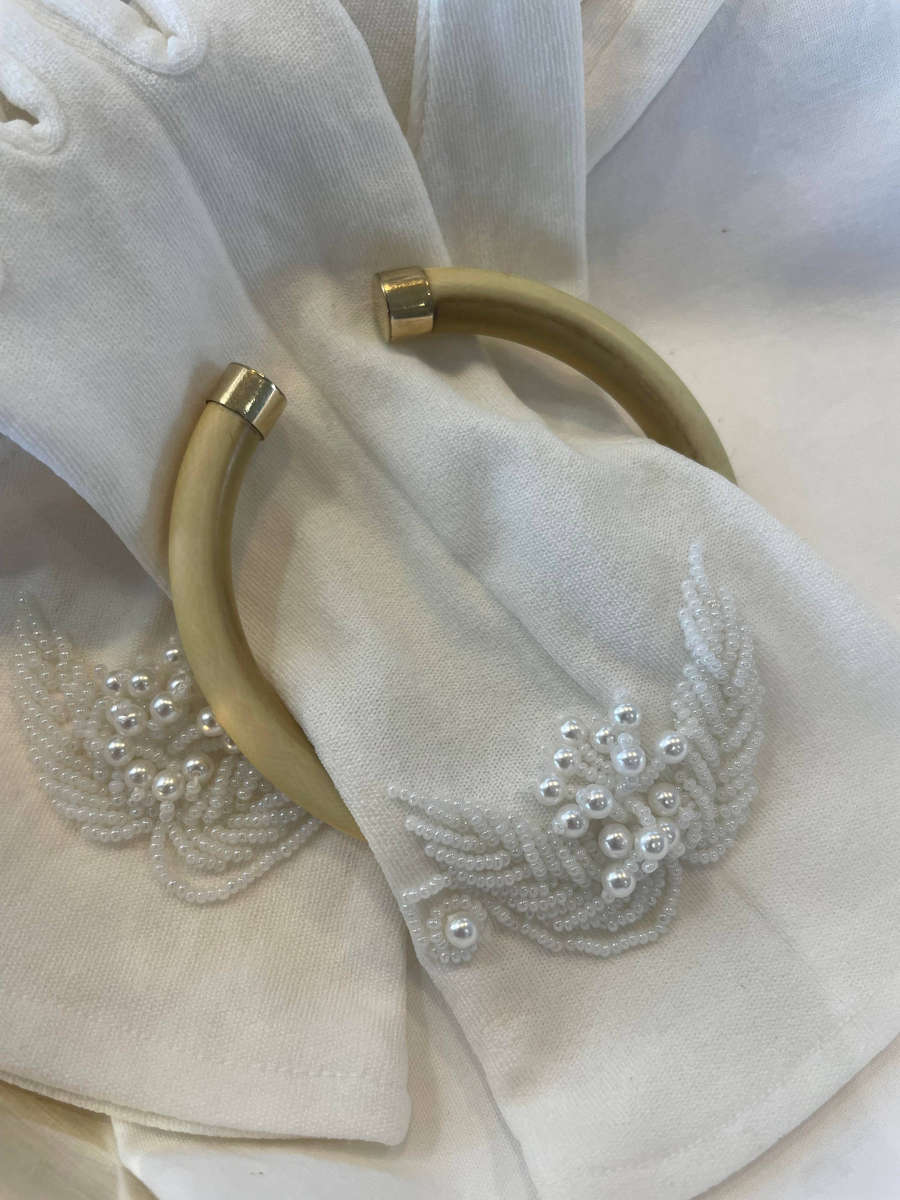 Authentic Natural Bone Vintage 1940s 50s with 9 Ct Gold Adornment End-Caps Bracelet.