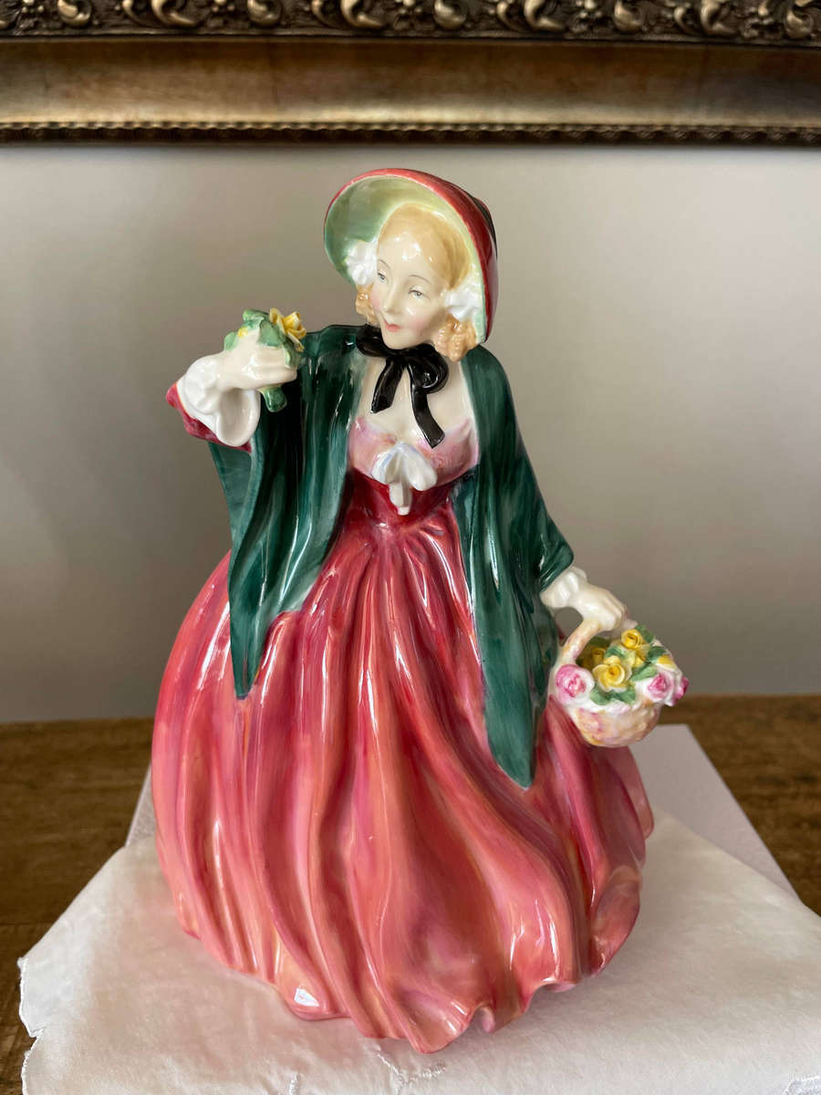 Vintage - 1949 Royal Doulton Signed Figurine 'LADY CHARMIAN" Basket of Roses Mint.