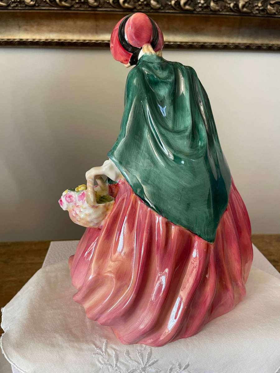 Vintage - 1949 Royal Doulton Signed Figurine 'LADY CHARMIAN" Basket of Roses Mint.