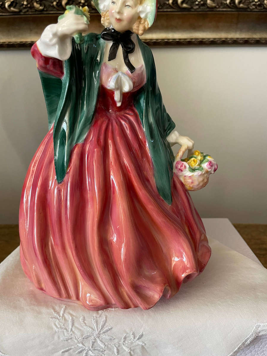 Vintage - 1949 Royal Doulton Signed Figurine 'LADY CHARMIAN" Basket of Roses Mint.
