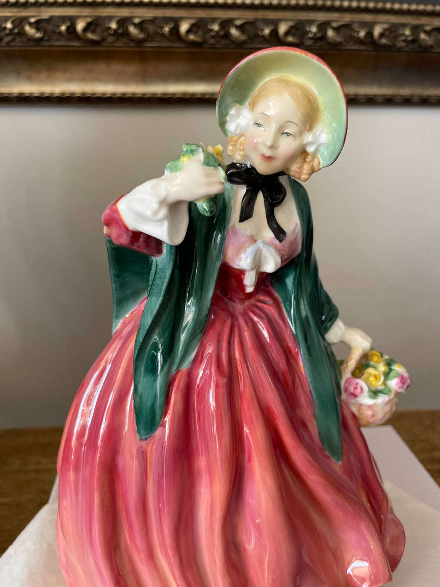 Vintage - 1949 Royal Doulton Signed Figurine 'LADY CHARMIAN" Basket of Roses Mint.