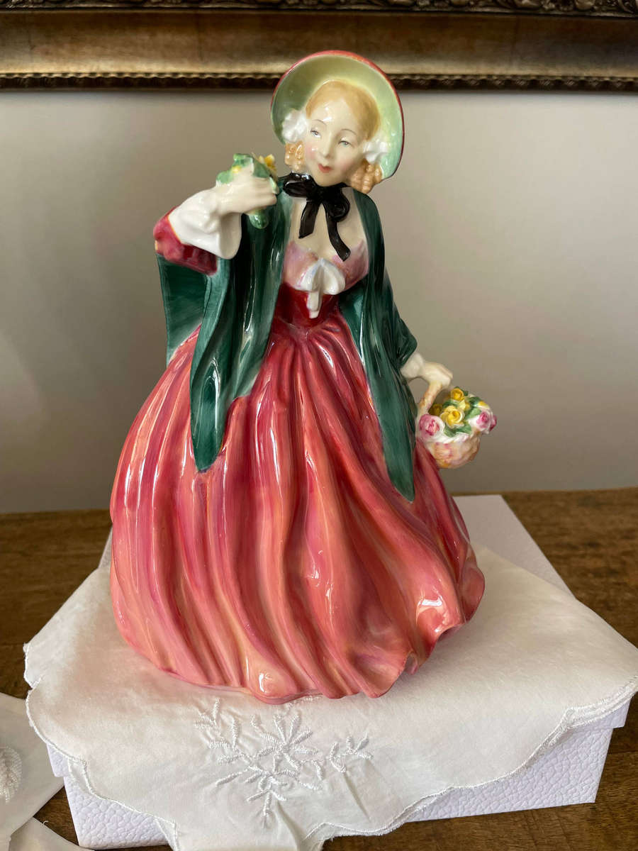 Vintage - 1949 Royal Doulton Signed Figurine 'LADY CHARMIAN" Basket of Roses Mint.