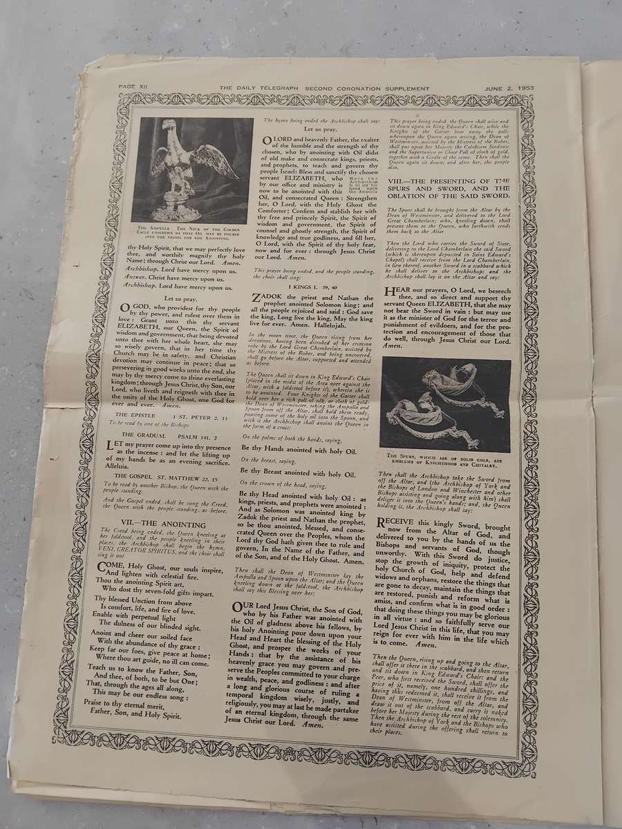 "Rare" Over 70years old - DAILY TELEGRAPH - CORONATION DAY SUPPLEMENT 2 JUNE 1953.