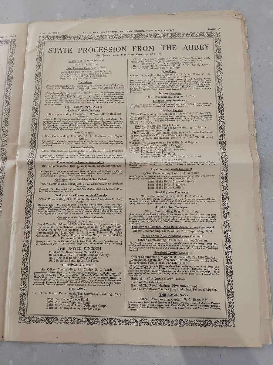 "Rare" Over 70years old - DAILY TELEGRAPH - CORONATION DAY SUPPLEMENT 2 JUNE 1953.