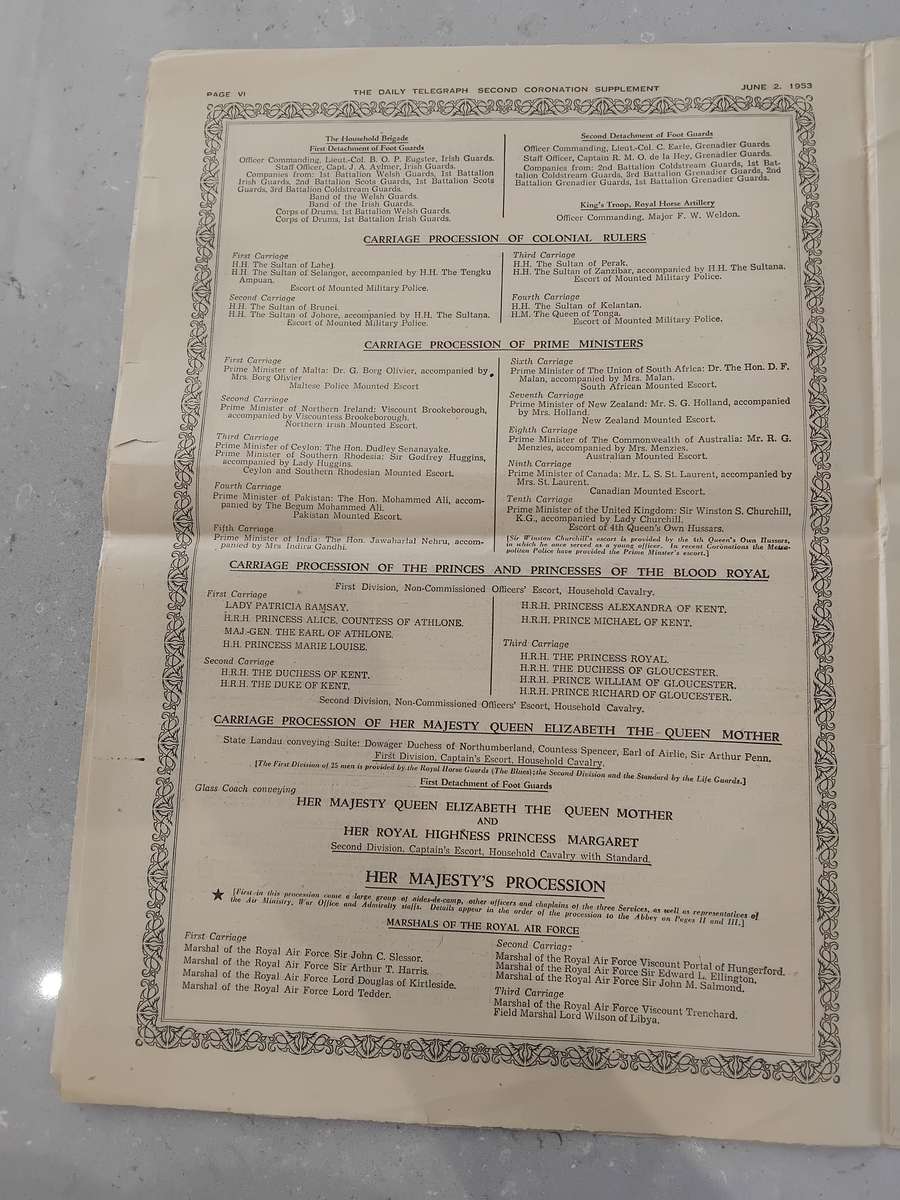 "Rare" Over 70years old - DAILY TELEGRAPH - CORONATION DAY SUPPLEMENT 2 JUNE 1953.