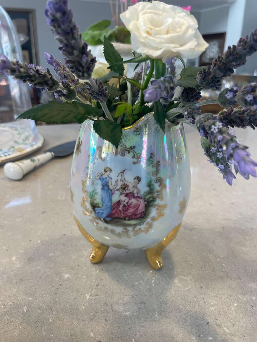 iridescent porcelain egg-shaped vase