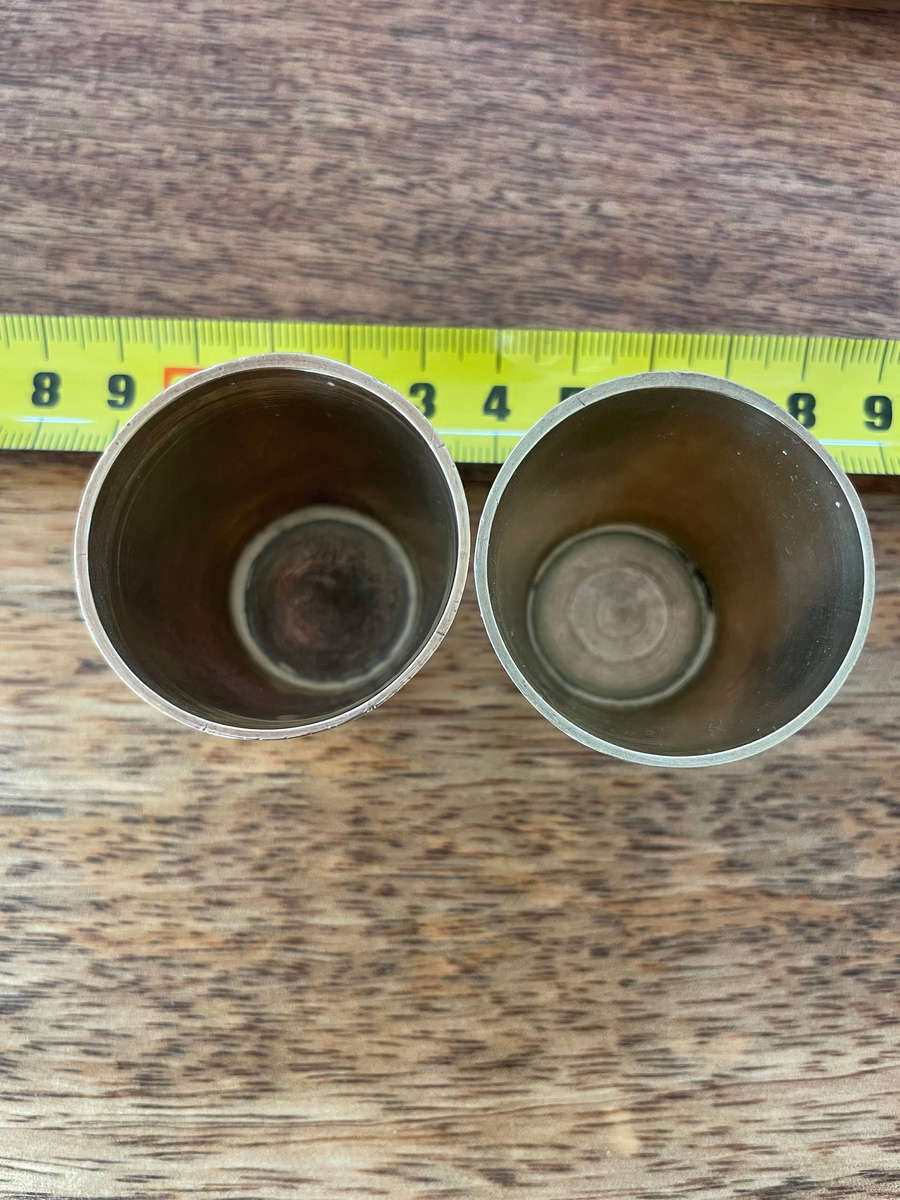 Vintage Indian Hand-Engraved Etched Leaf Patterned Brass Metal Lassi Cup Marked India!