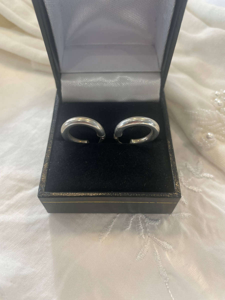Classic Sterling Silver "925" "ITALY" Chunky Hoop Earrings.