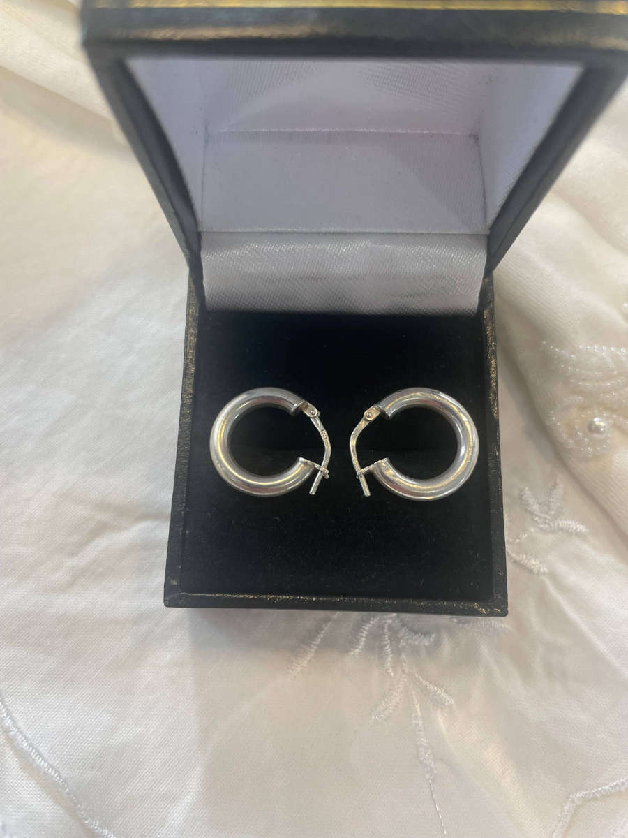 Classic Sterling Silver "925" "ITALY" Chunky Hoop Earrings.