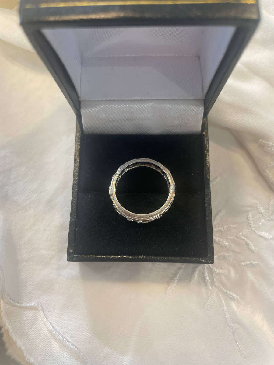 Vintage Scroll/Celtic-inspired Sterling Silver Filigree Band Hallmark STG/925 pure silver post 1970s