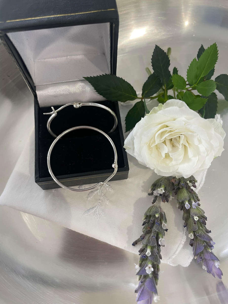 Plain solid 925 sterling silver Hoop earrings.