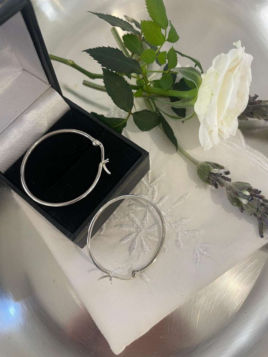 Plain solid 925 sterling silver Hoop earrings.