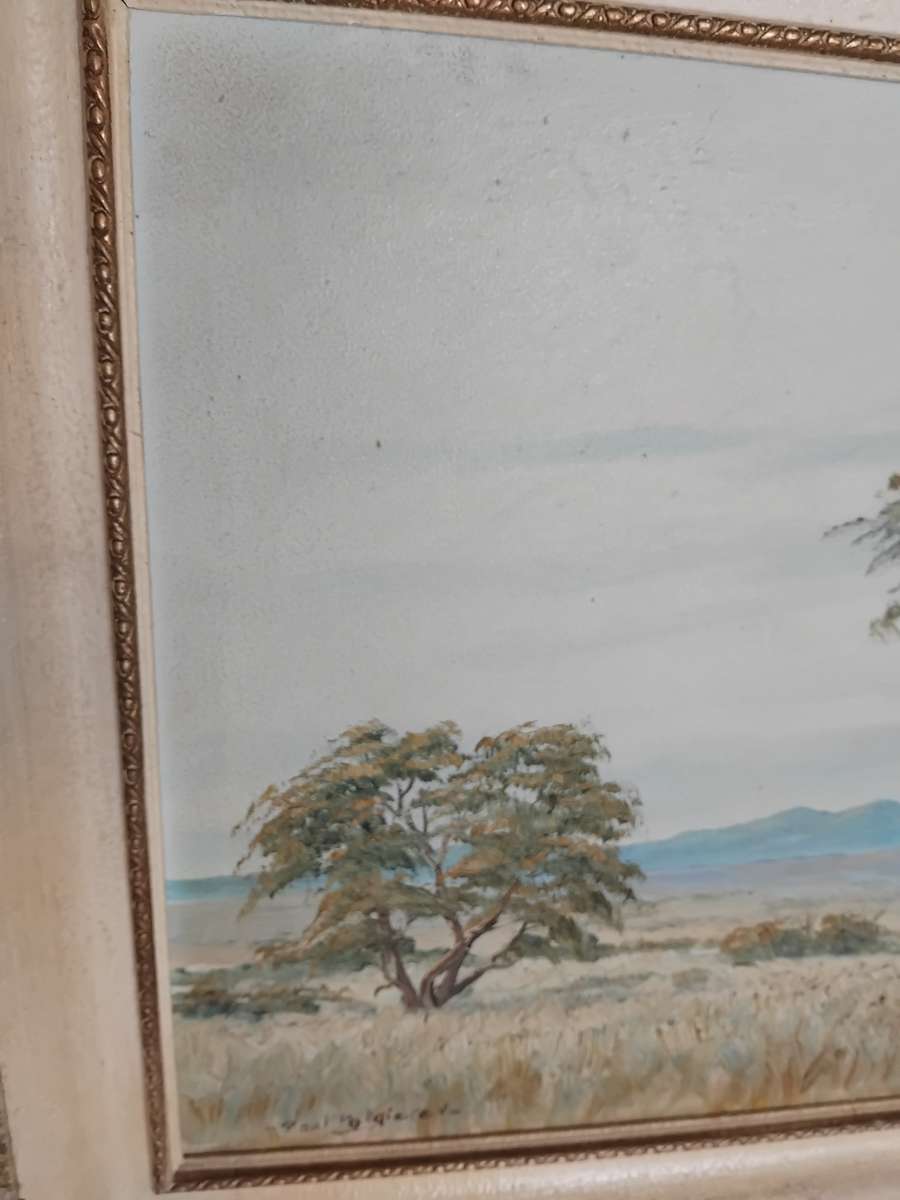 Paul Potgieter (South Africa, 1917 - 1994) original landscape oil on board vintage painting