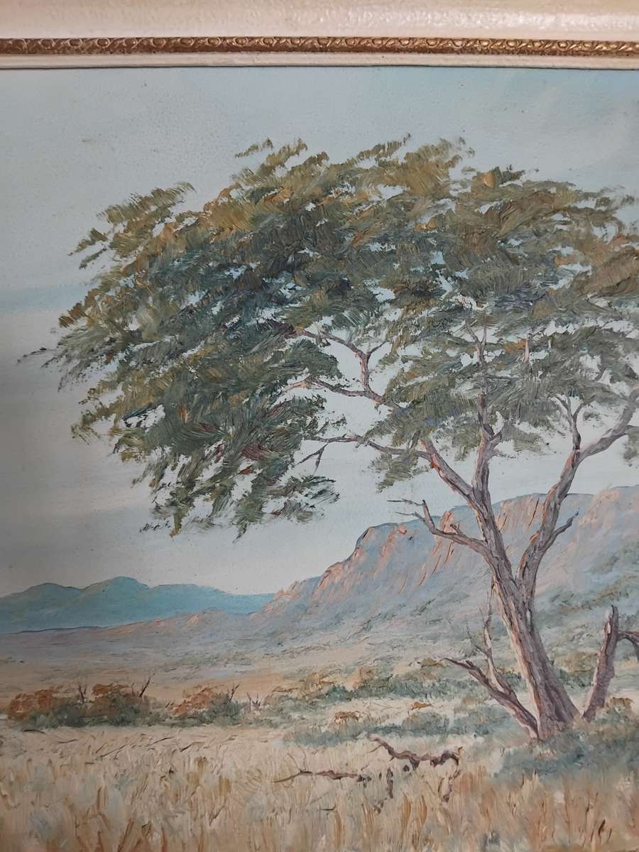Paul Potgieter (South Africa, 1917 - 1994) original landscape oil on board vintage painting